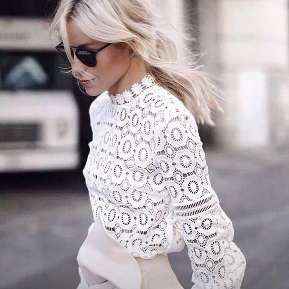 Tops - 1 Left! White Lace Blouse